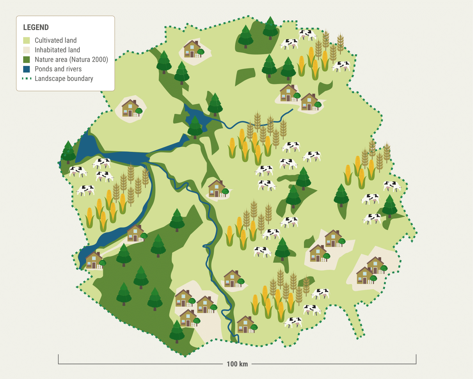 This map details the land use within a Dutch dairy landscape.